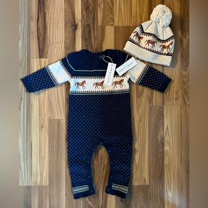 Janie and jack romper one price and Pom beanie